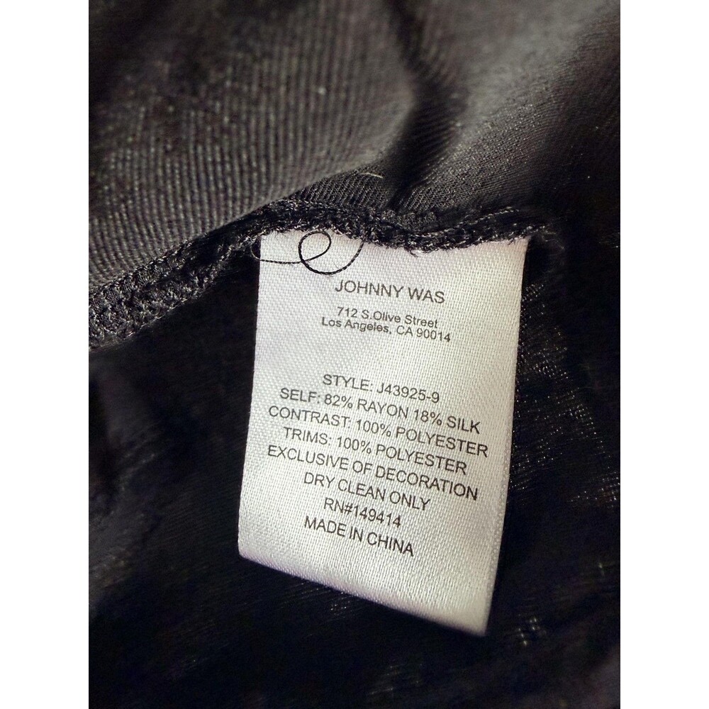Johnny Was Kimono Jacket Womens Large Black Velvet Floral Embroidered Boho - Picture 7 of 10